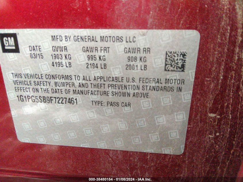 2015 CHEVROLET CRUZE LTZ - 1G1PG5SB9F7227461