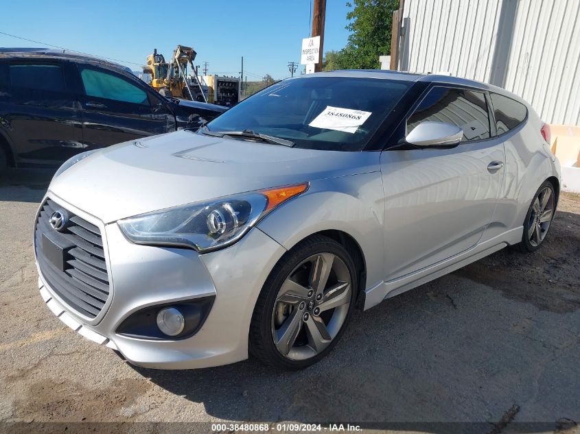 2013 HYUNDAI VELOSTER TURBO W/BLUE - KMHTC6AE4DU101196