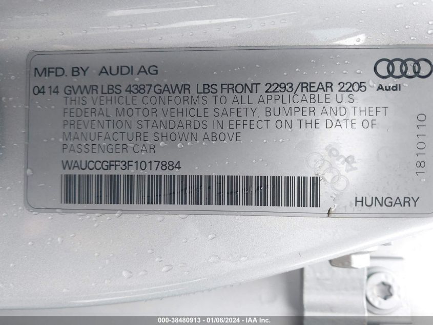 2015 AUDI A3 1.8T PREMIUM - WAUCCGFF3F1017884