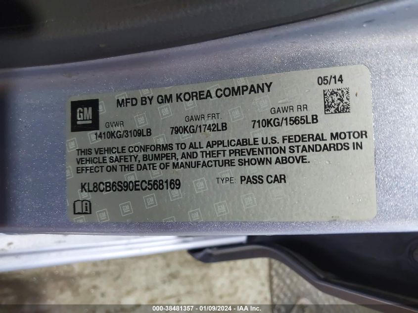 2014 CHEVROLET SPARK LS AUTO - KL8CB6S90EC568169