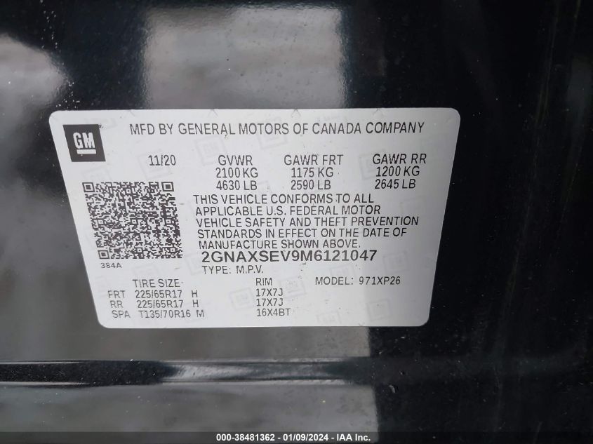 2021 CHEVROLET EQUINOX LS - 2GNAXSEV9M6121047