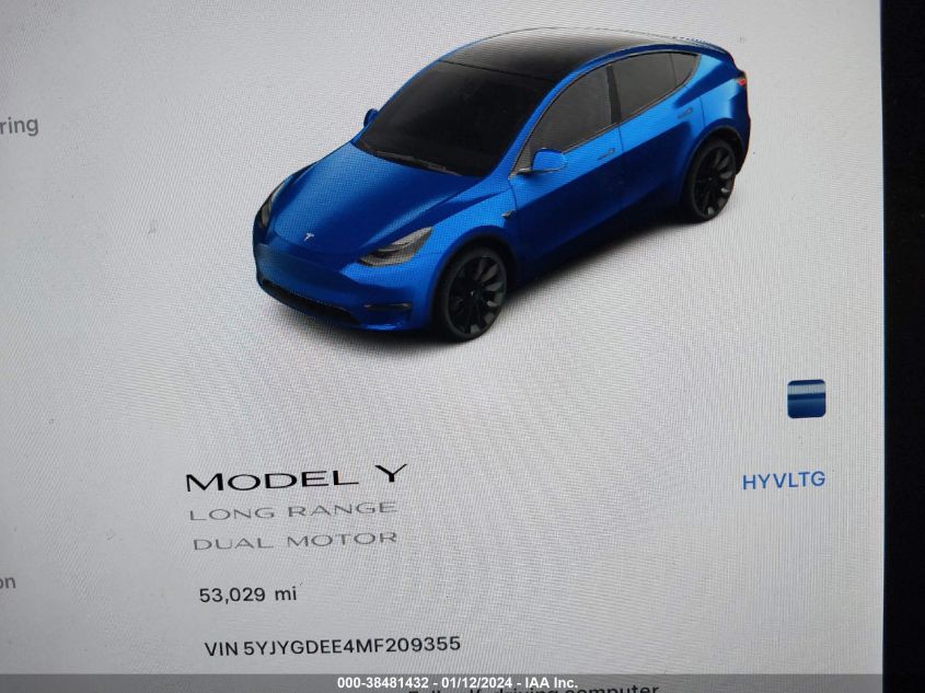 2021 TESLA MODEL Y LONG RANGE DUAL MOTOR ALL-WHEEL DRIVE - 5YJYGDEE4MF209355
