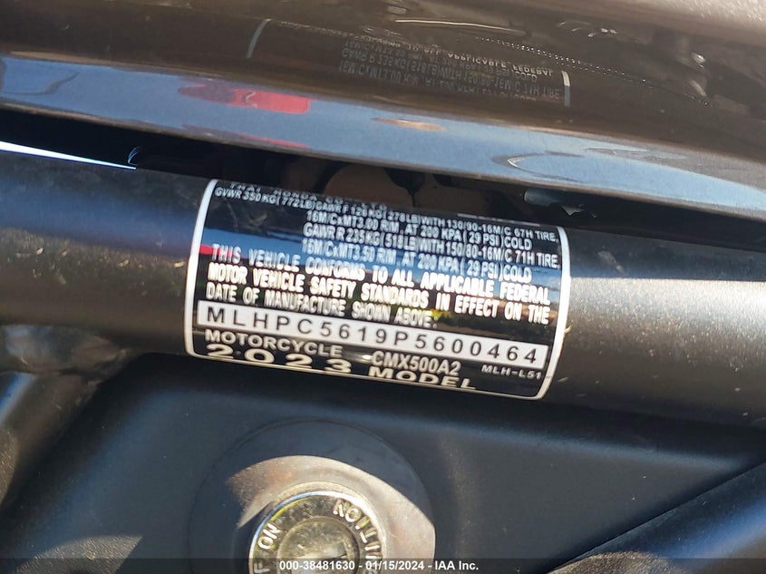 VIN MLHPC5619P5600464 2023 HONDA CMX500