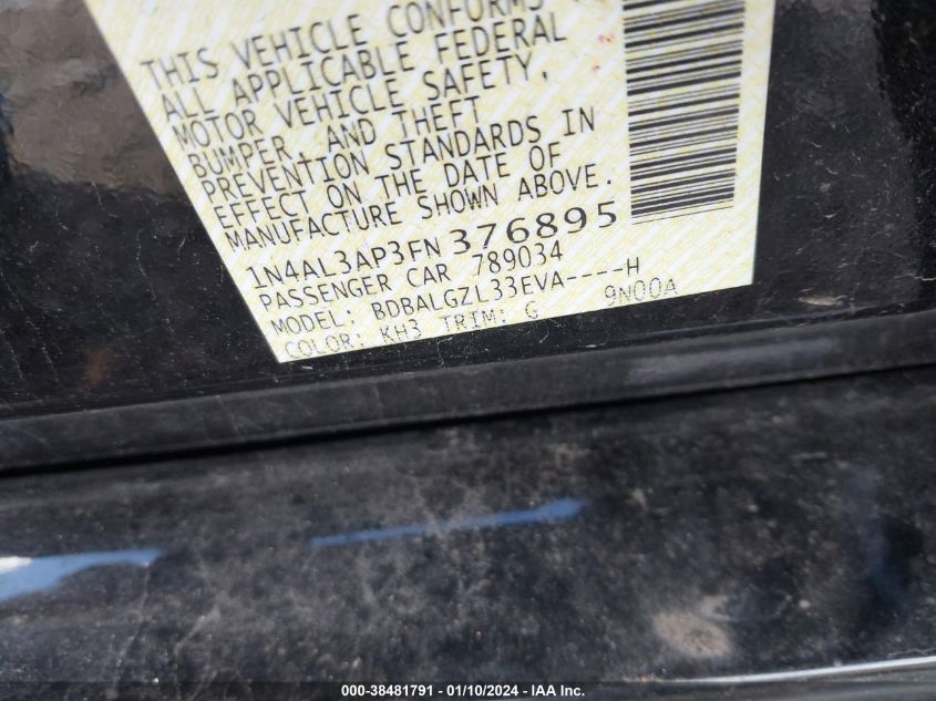 2015 NISSAN ALTIMA 2.5 S - 1N4AL3AP3FN376895