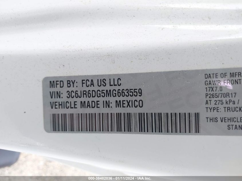 2021 RAM 1500 CLASSIC TRADESMAN - 3C6JR6DG5MG663559
