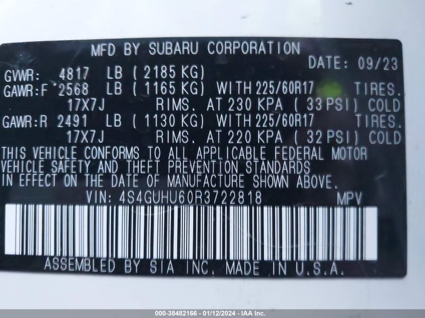 2024 SUBARU CROSSTREK WILDERNESS - 4S4GUHU60R3722818