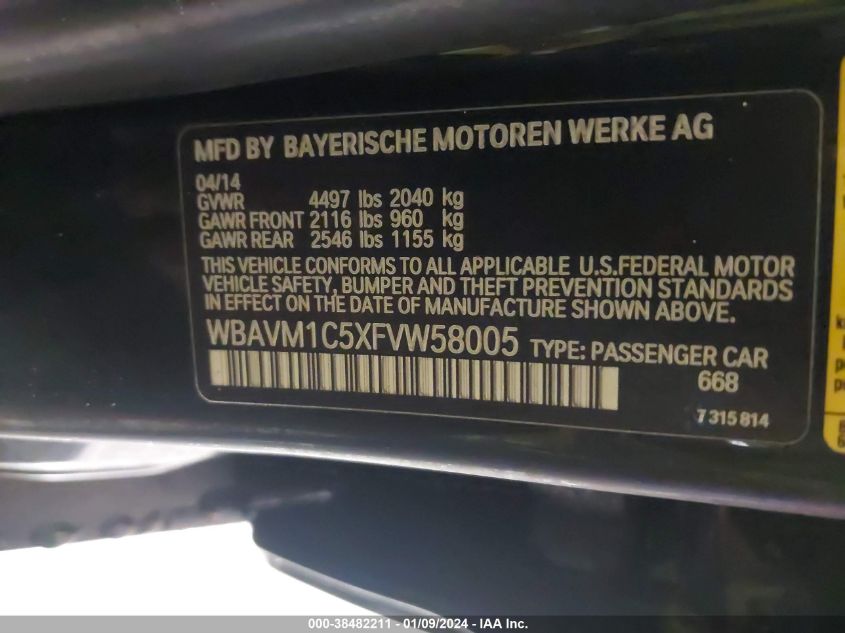2015 BMW X1 SDRIVE28I - WBAVM1C5XFVW58005