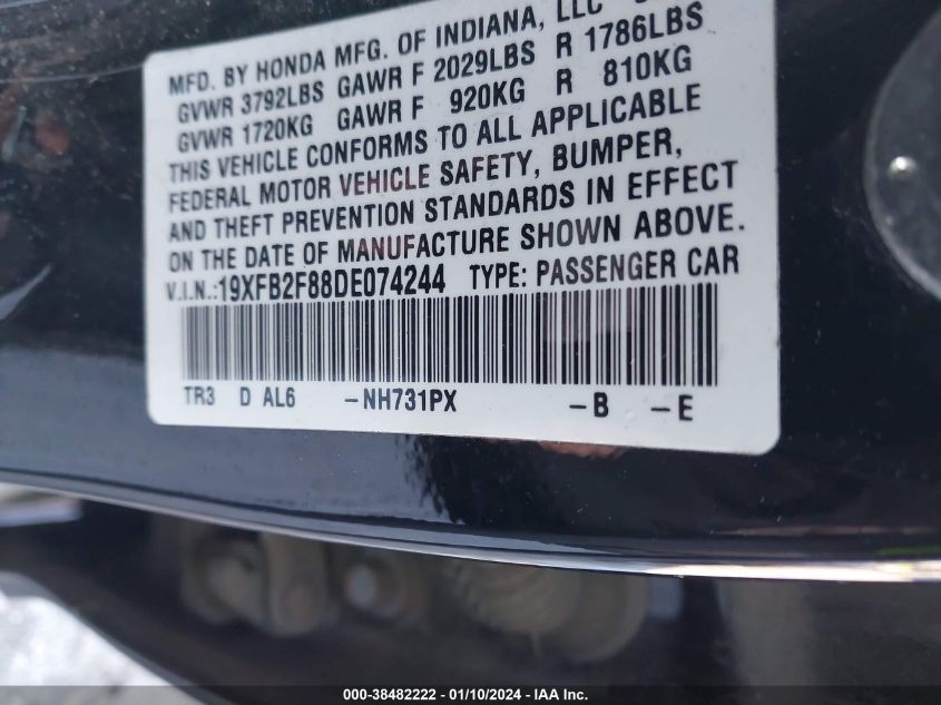 2013 HONDA CIVIC EX - 19XFB2F88DE074244