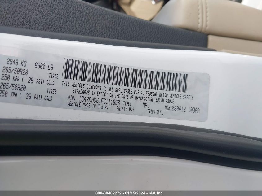 2015 DODGE DURANGO LIMITED - 1C4RDHDG1FC111858