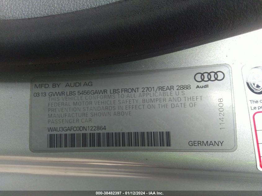 2013 AUDI A7 3.0T PREMIUM - WAU3GAFC0DN122864