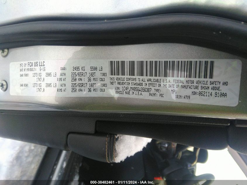 2016 JEEP CHEROKEE SPORT - 1C4PJMAB5GW356387