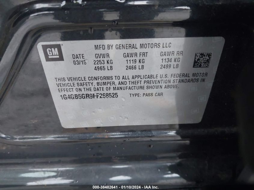 2015 BUICK LACROSSE - 1G4GB5GR9FF268525