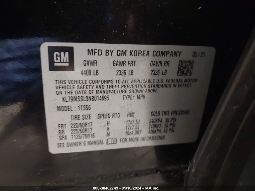 2022 CHEVROLET TRAILBLAZER ACTIV - KL79MSSL9NB014695