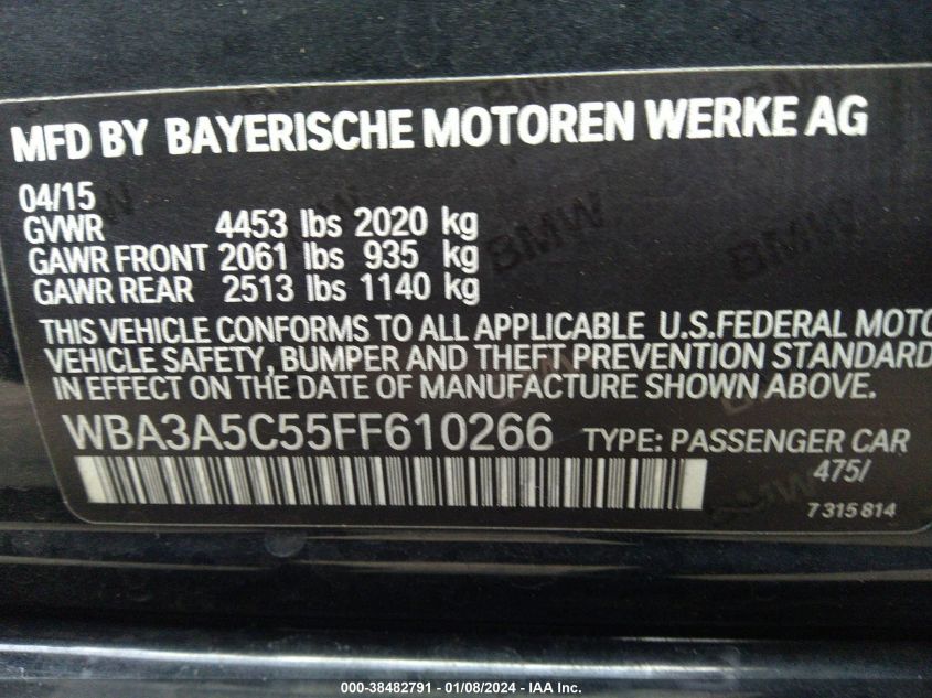 2015 BMW 328I - WBA3A5C55FF610266