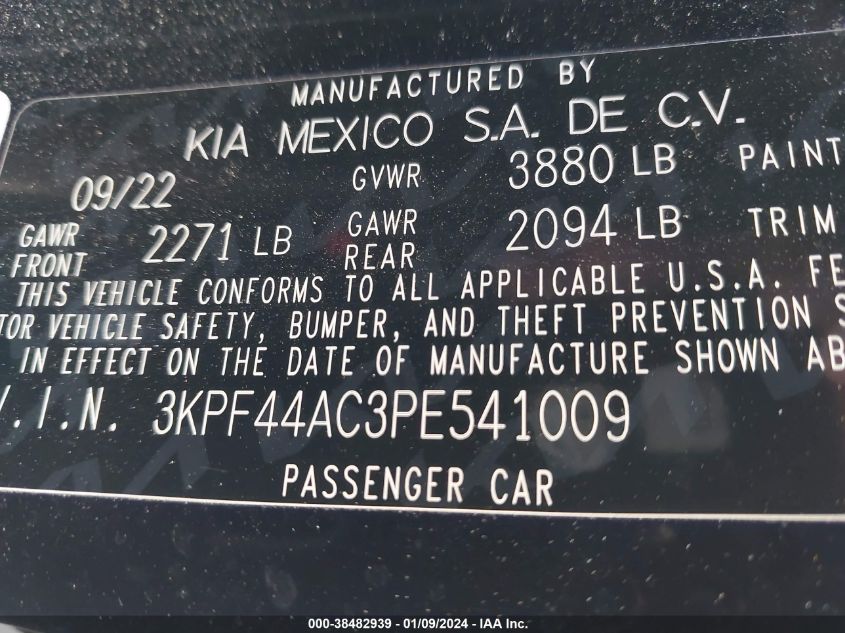 2023 KIA FORTE GT - 3KPF44AC3PE541009