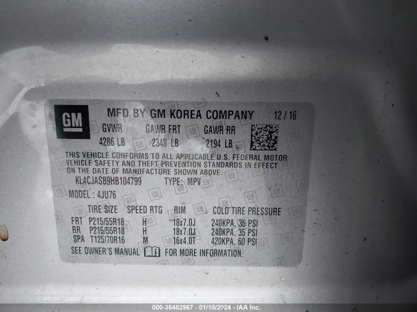 2017 BUICK ENCORE PREFERRED - KL4CJASB9HB104799