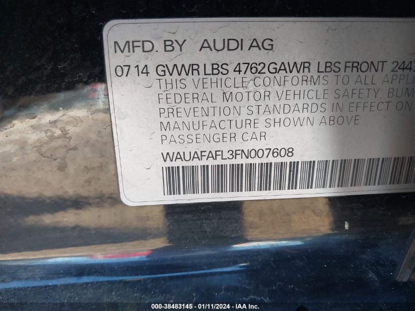2015 AUDI A4 2.0T PREMIUM - WAUAFAFL3FN007608