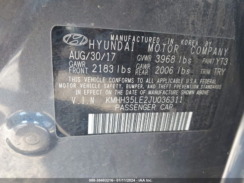 2018 HYUNDAI ELANTRA GT - KMHH35LE2JU036311