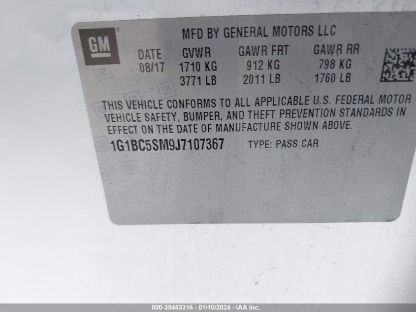 2018 CHEVROLET CRUZE LS - 1G1BC5SM9J7107367
