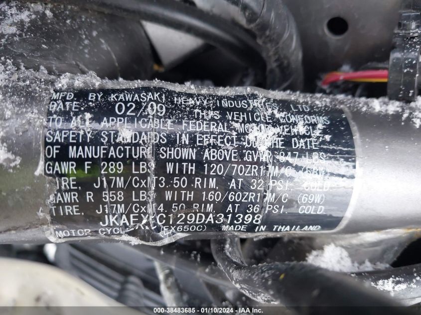 2009 KAWASAKI EX650 C - JKAEXEC129DA31398