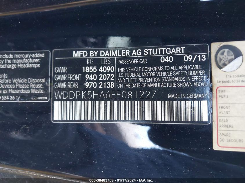 2014 MERCEDES-BENZ SLK 350 WDDPK5HA6EF081227