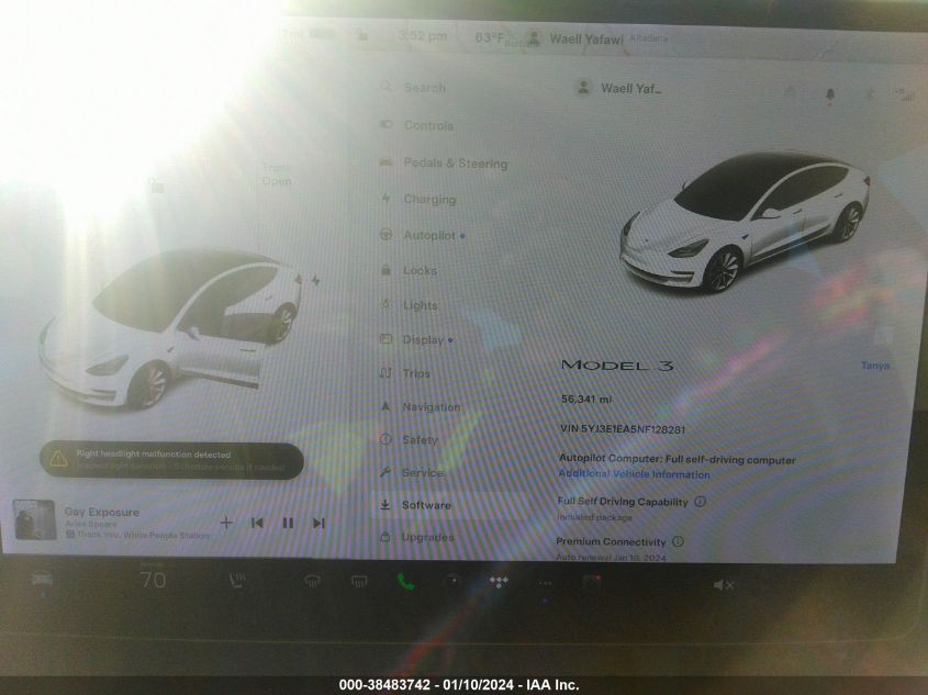 2022 TESLA MODEL 3 - 5YJ3E1EA5NF128281