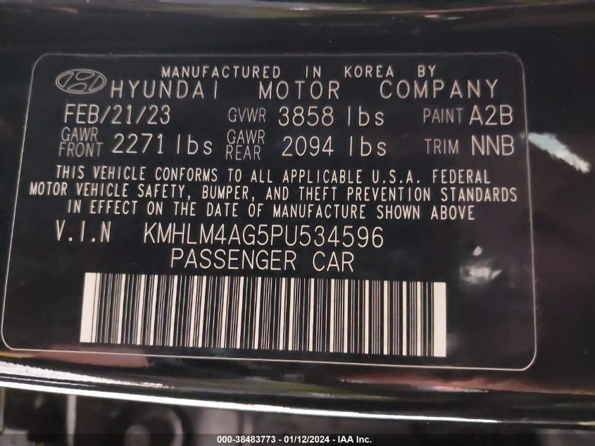 2023 HYUNDAI ELANTRA SEL - KMHLM4AG5PU534596