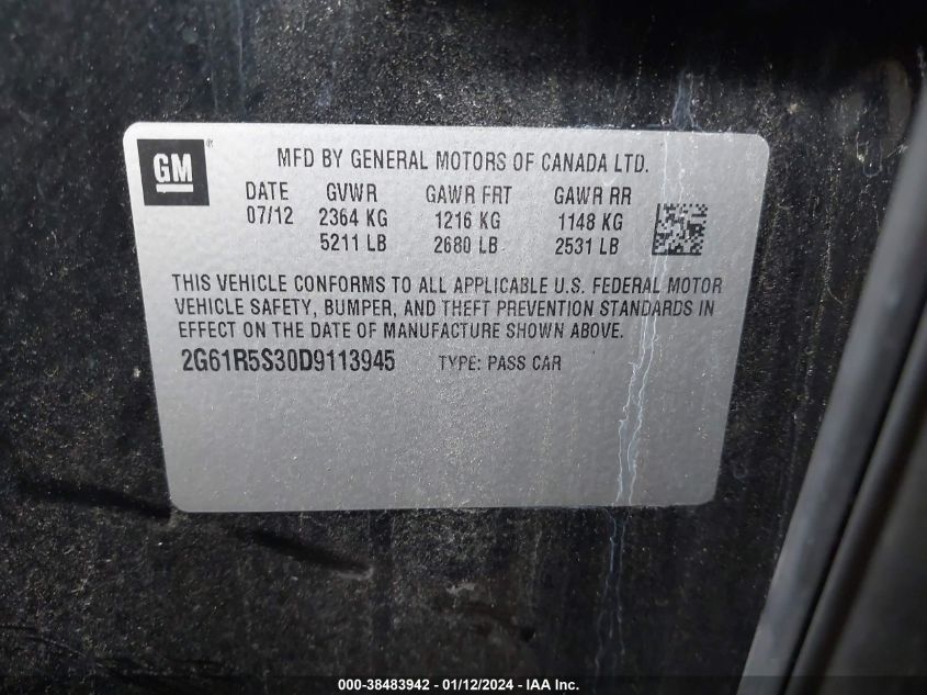 2013 CADILLAC XTS LUXURY - 2G61R5S30D9113945