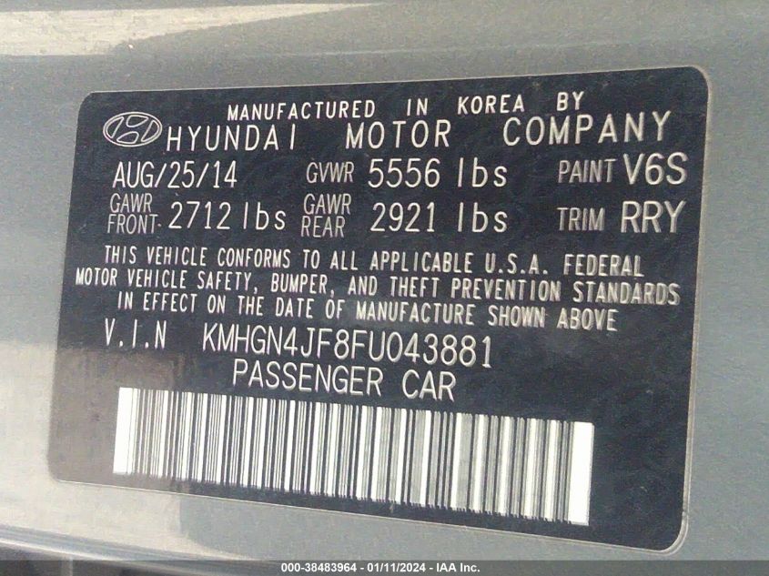 2015 HYUNDAI GENESIS 5.0 - KMHGN4JF8FU043881