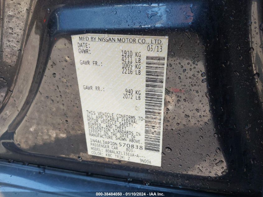 2013 NISSAN ALTIMA 2.5 SL - 1N4AL3AP1DN570838
