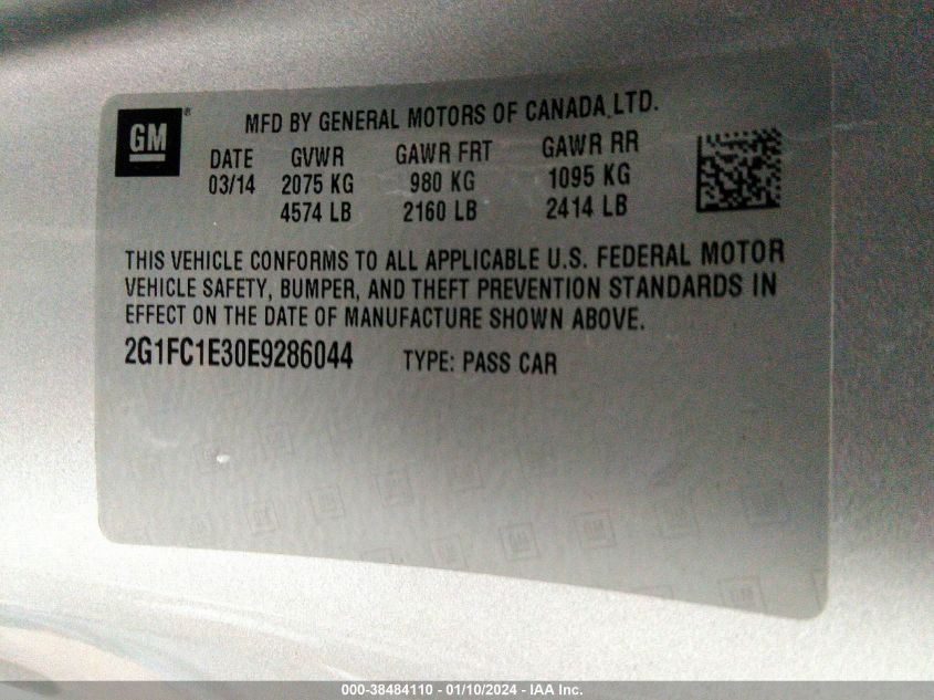 2014 CHEVROLET CAMARO 2LT - 2G1FC1E30E9286044