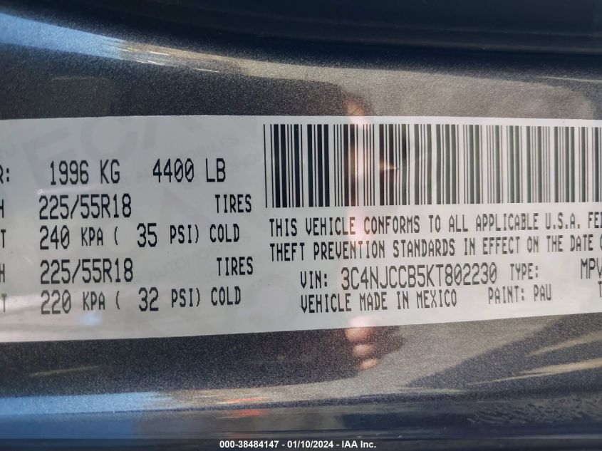 2019 JEEP COMPASS LIMITED - 3C4NJCCB5KT802230