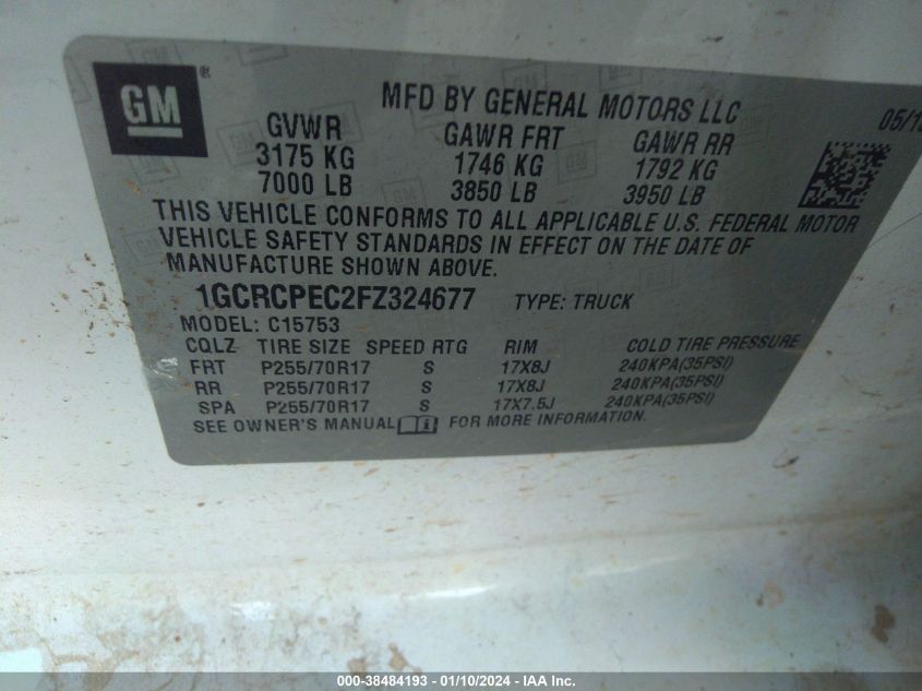 2015 CHEVROLET SILVERADO 1500 WT - 1GCRCPEC2FZ324677