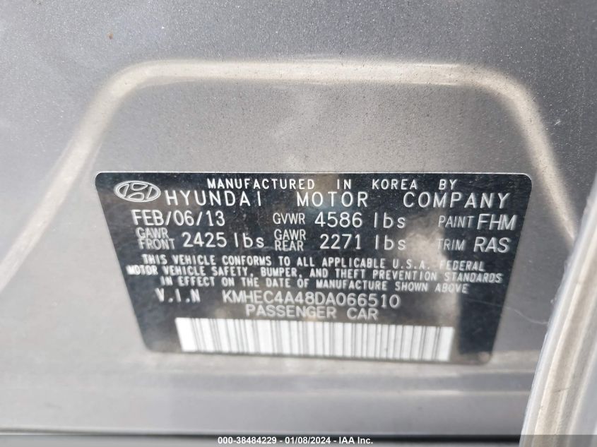 KMHEC4A48DA066510 | 2013 HYUNDAI SONATA HYBRID