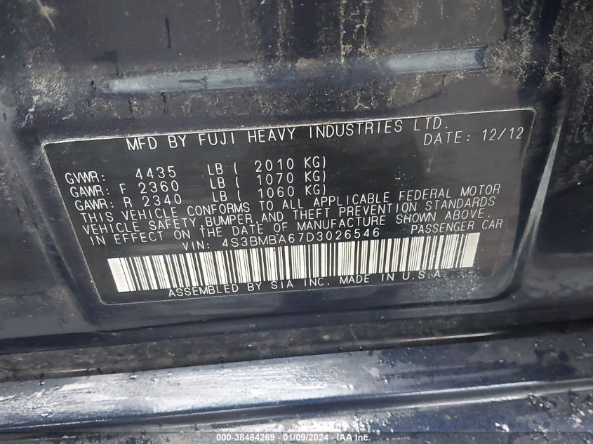 2013 SUBARU LEGACY 2.5I - 4S3BMBA67D3026546