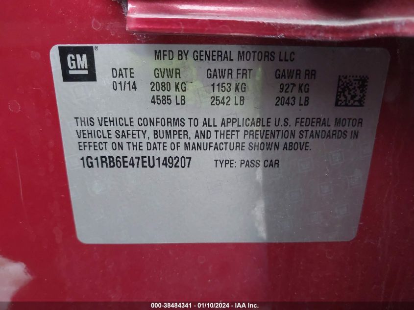 2014 CHEVROLET VOLT - 1G1RB6E47EU149207