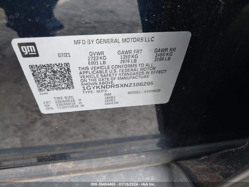 2022 CADILLAC XT5 PREMIUM LUXURY - 1GYKNDRSXNZ106295