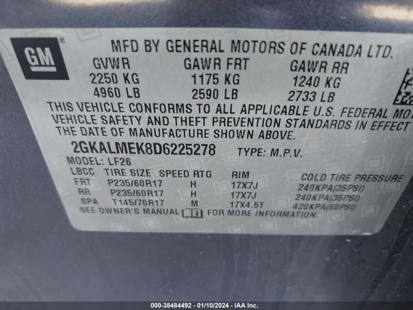2013 GMC TERRAIN SLE - 2GKALMEK8D6225278
