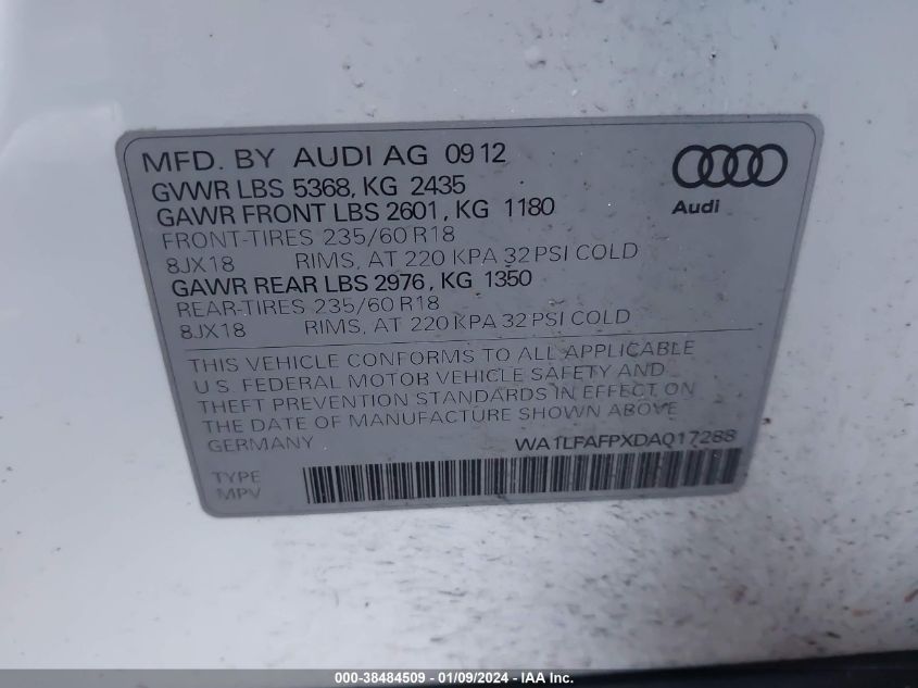 2013 AUDI Q5 PREMIUM PLUS - WA1LFAFPXDA017288