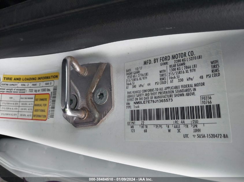 2018 FORD TRANSIT CONNECT XL - NM0LE7E79J1365573