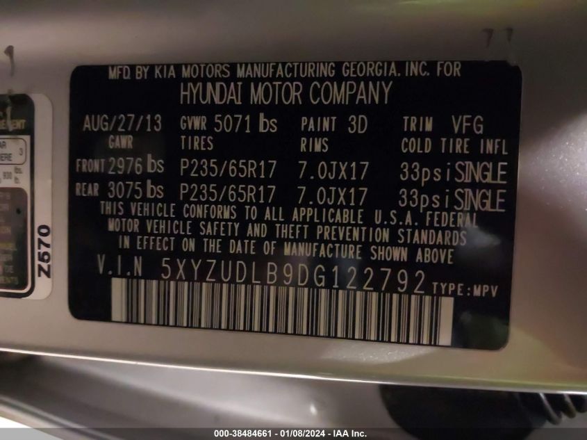 2013 HYUNDAI SANTA FE SPORT - 5XYZUDLB9DG122792