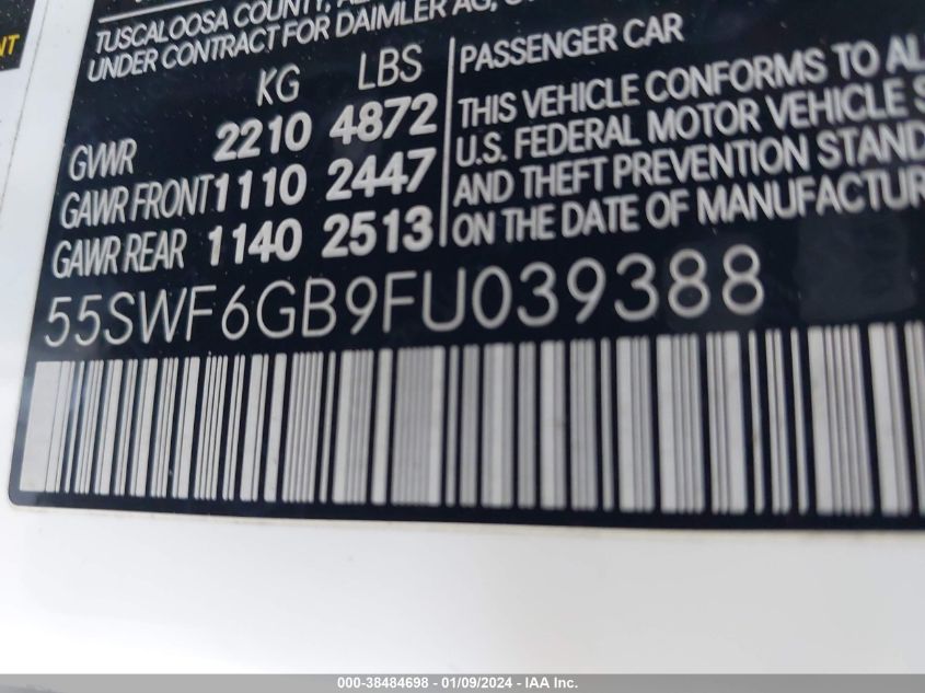 2015 MERCEDES-BENZ C 400 4MATIC - 55SWF6GB9FU039388