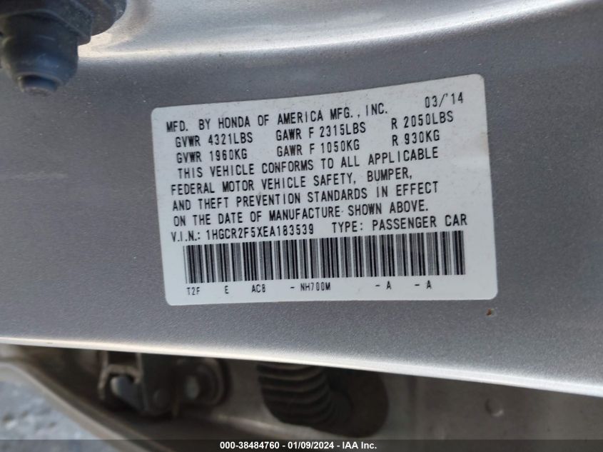 2014 HONDA ACCORD SPORT - 1HGCR2F5XEA183539
