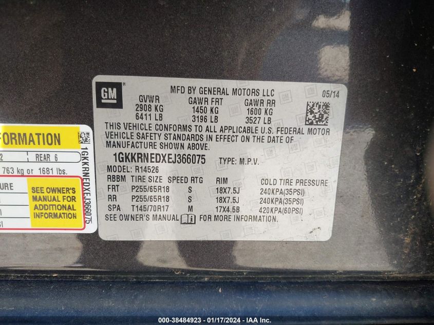 2014 GMC ACADIA SLE-1 - 1GKKRNEDXEJ366075