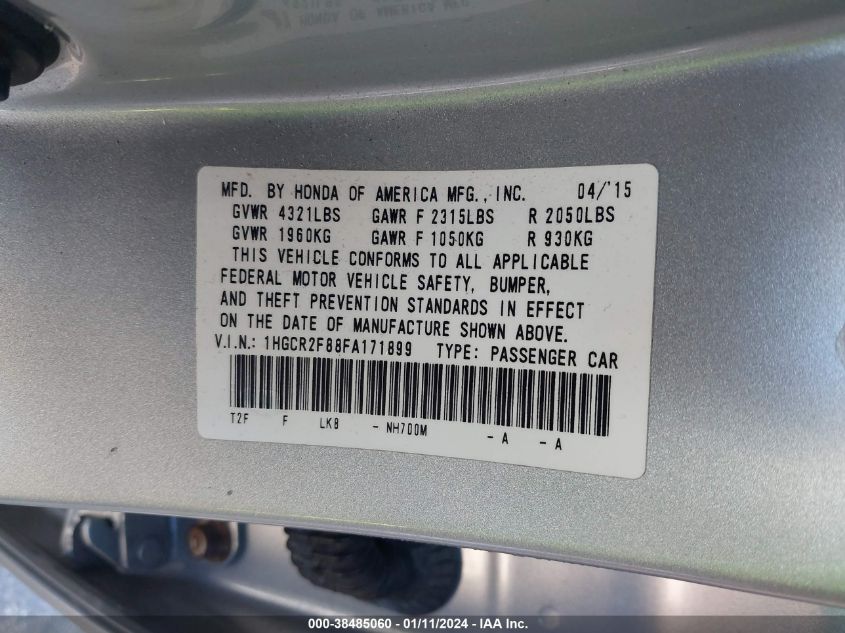 2015 HONDA ACCORD EX-L - 1HGCR2F88FA171899