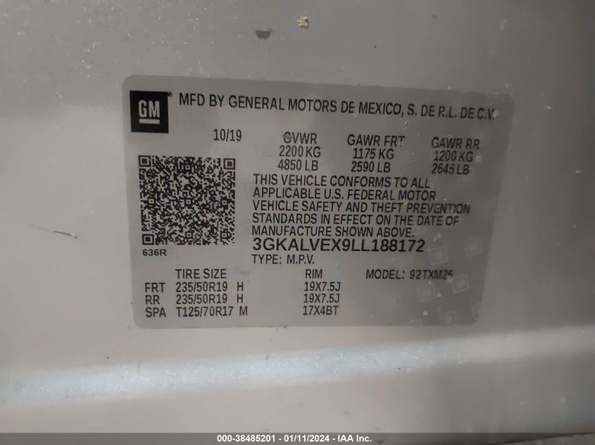 2020 GMC TERRAIN AWD SLT - 3GKALVEX9LL188172