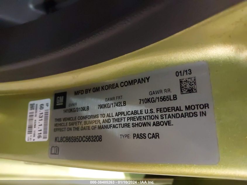 2013 CHEVROLET SPARK LS AUTO - KL8CB6S95DC563208