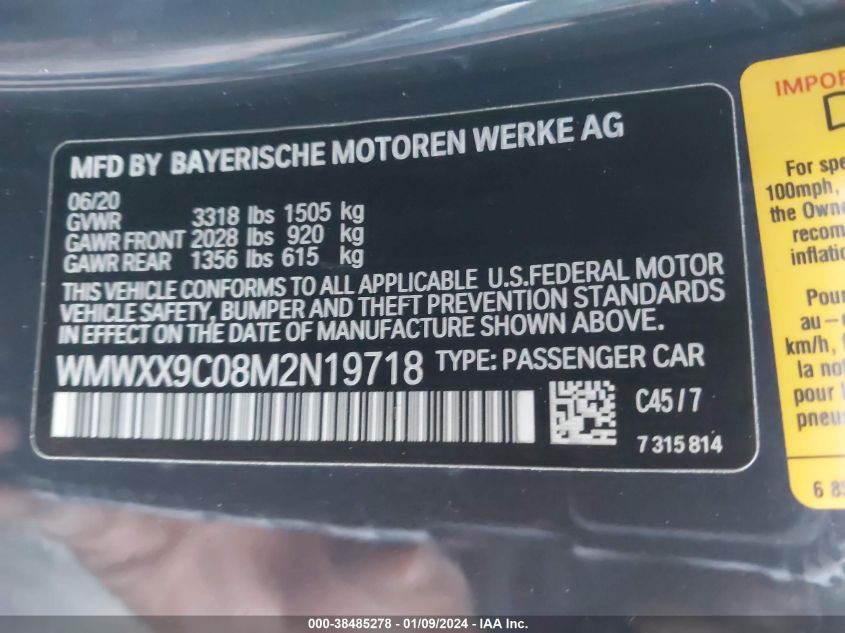 2021 MINI JOHN COOPER WORKS GP WMWXX9C08M2N19718