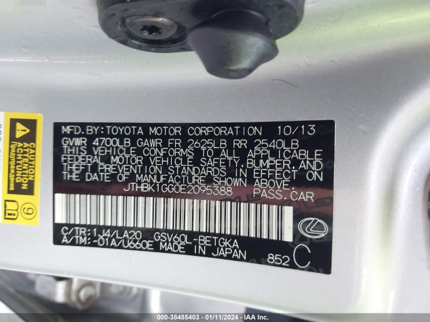 2014 LEXUS ES 350 350 - JTHBK1GG0E2095388
