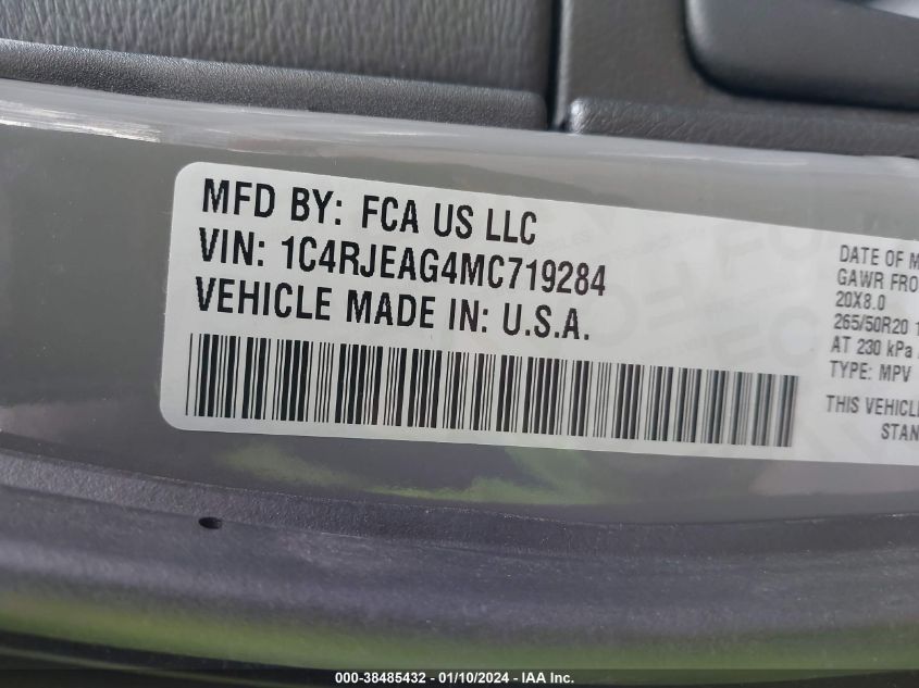 2021 JEEP GRAND CHEROKEE LAREDO X 4X2 - 1C4RJEAG4MC719284